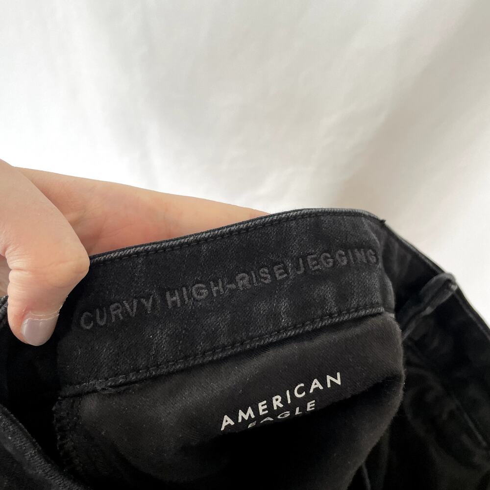 American Eagle dream stretch black jeans women's size 12 long cotton blend - Picture 7 of 8